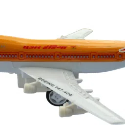 Medium size pull back 747 airplane toy for kids Yellow white color-picture-0