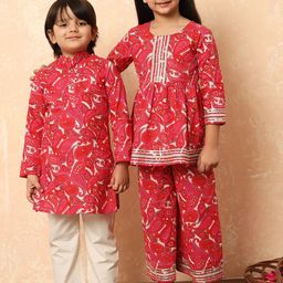 Readiprint Fashions Boys Paisley Printed Pure Cotton Straight Kurta With Pyjamas-37