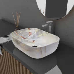 (18*13*5) inch very stylish super glossy ceramic counter top basin / (45*32.5*14) cm new marble design ceramic wash basin / Table Top Basin-image-21
