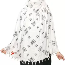 Woven Cotton Blend Women White Bluetooth Scarf, Fancy Scarf, Scarf, Stole, Faux Turtleneck Neck Cover-image-15