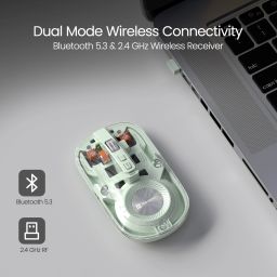 Portronics Toad 8 Transparent Wireless Mouse, Bluetooth + 2.4GHz, Rechargeable, Silent, Wireless Ambidextrous Optical Mouse with Bluetooth image 2