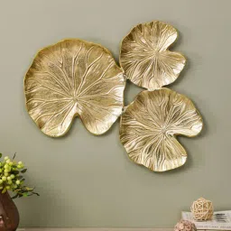 cocovey Aluminium Lotus Leaf Wall Art In Gold-picture-20