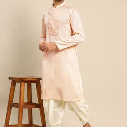 KISAH Men Peach-Coloured Kurta with Dhoti Pants-34
