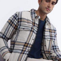 RARE RABBIT Men Hollis Tailored Fit Checked Cotton Jacket-10