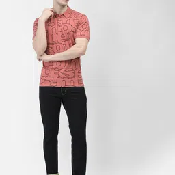 Crimsoune Club Typography Printed Polo Collar Slim Fit T-shirt-image-35