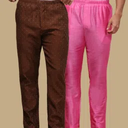 Pack of 2 Mens Cotton Blend Ethnic Wear Ethnic Motifs & Solid Pyjama Men Pyjama-image-97