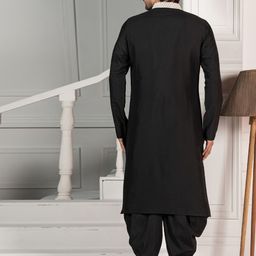 KISAH Men Mirror Work Mandarin Collar Regular Kurta With Dhoti Pants Set image 4