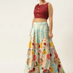 Kaizen TEXO FAB Printed Semi-Stitched Lehenga & Unstitched Blouse With Dupatta image 4