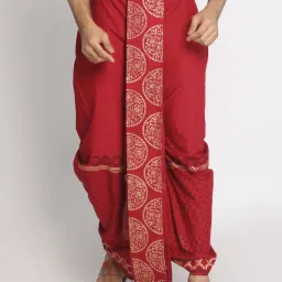 Nakshi Rayon Block Print Dhoti Printed, Solid Men Dhoti-image-4