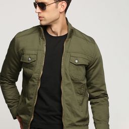 SHOWOFF Mock Collar Windcheater Cotton Open Front Jacket-image-59