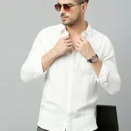 Harvard White Classic Slim Fit Casual Cotton Shirt-image-21