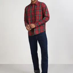 Lee Tartan Checks Checked Spread Collar Cotton Casual Shirt-image-27
