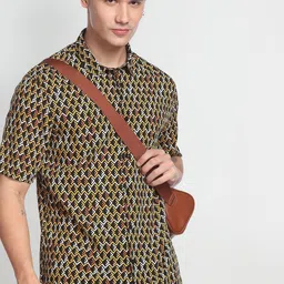 Flying Machine Geometric Print Viscose Casual Shirt-image-6