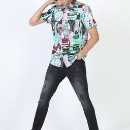 KETCH Men Green Slim Fit Printed Casual Shirt-image-81