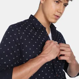 Flying Machine Geometric Print Dobby Casual Shirt-image-34