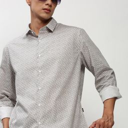 SHOWOFF Smart Slim Fit Micro Ditsy Printed Oxford Cotton Casual Shirt-image-25