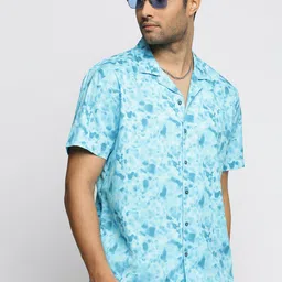 SHOWOFF Comfort Abstract Printed Cuban Collar Short Sleeves Cotton Casual Shirt-image-93
