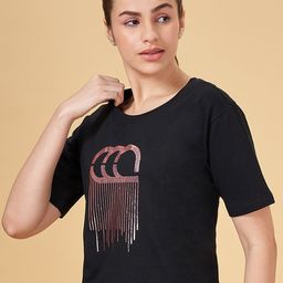 Ajile by Pantaloons Graphic Printed Round Neck Short Sleeves Cotton Oversized T-shirt-picture-42
