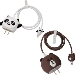 URUNIQUE Charger Case for Only iPhone 18W & 20W with 3D Cute Panda Pattern- Pack of 2 Cable Protector-image-35