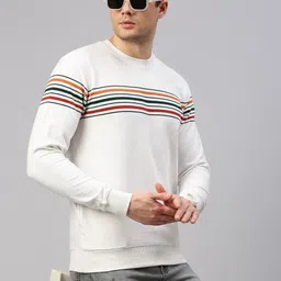 KOFFY Striped Ribbed Cotton Pullover Sweatshirt-image-95
