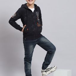Monte Carlo Boys Typography Printed Hooded Front-Open Sweatshirt image 3