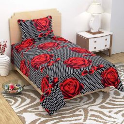 160 TC Polycotton, Microfiber, Cotton Blend Single 3D Printed Flat Bedsheet-image-98