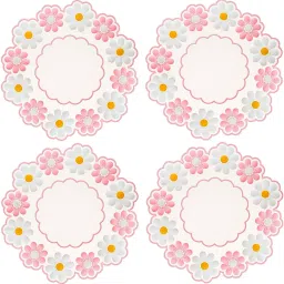 Chrysanthemum Flower Coasters for Drinks Silicone Trivet Mats (Pack of 4, Pink) Embossed Trivet-image-11