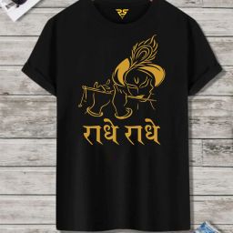 Women Printed Round Neck Pure Cotton Black T-Shirt-image-63
