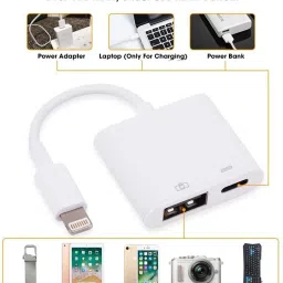WiredCom Lightning to USB Camera Adapter for Phone, 2 in 1 USB OTG Reader Adapter Lan Adapter image 2