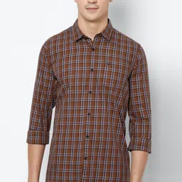 allen solly Men Regular Fit Checkered Cut Away Collar Casual Shirt-picture-24