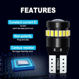LEDBeam Nce Series T10 W5W 800Lm 3014 18+1 Hd Lens Smd 6500K No Canbus-Error Parking Licence Plate Interior Led Bulbs(2.4W/2Bulbs,10-30V), White image 3