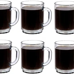 (Pack of 6) Women's First Choice Glass Coffee Mug Set of 6 - 240Ml Hot or Cold Beverages Mugs Wide Mouth Clear Espresso Cups with Handle Lead-Free Drinking Glassware Tea Glasses for Latte,Cappuccino,Hot Chocolate,Tea,Juice Glass Set Water/Juice Glass-0