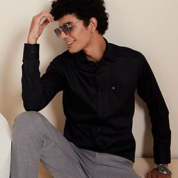 DENNISON Brand Logo Cotton Satin Shirt-image-49
