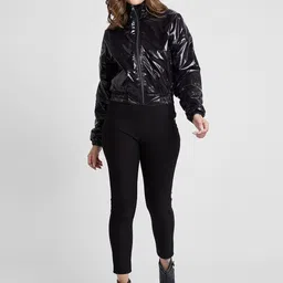 SPYKAR Mock Collar Reversible Bomber Jacket With Faux Fur Trim image 4