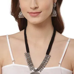 Shining Diva Oxidised Silver-Plated Jewellery Set-image-51
