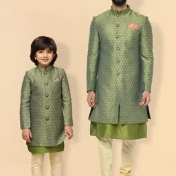 KISAH Ethnic Motifs Woven Design Kurta Sherwani Set-picture-33