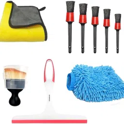 9 Pcs Car Cleaning Kit Towel,brushes,wipe,gloves Combo-43