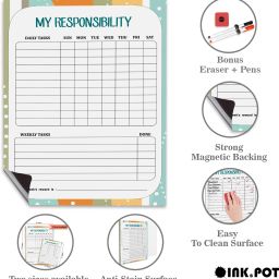 inkdotpot Magnetic Whiteboard My Responsibilities Chore Chart for Refrigerator-ZH image 3