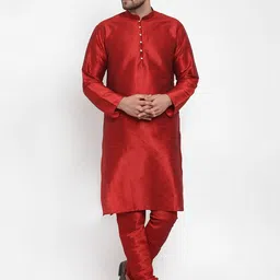 KRAFT INDIA Men Kurta with Churidar & Printed Nehru Jacket image 2
