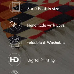 HOMADORN Red & Blue Geometric Printed Anti-Skid Rectangular Floor Mat image 5