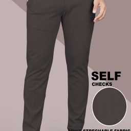 Men Regular Fit Brown Cotton Blend Trousers-image-58