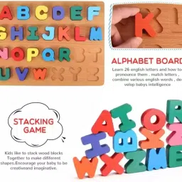 crazybuy Wooden Capital Alphabets Letters ,Small Letters & 1 to 20 Numbers Learning Toy image 3