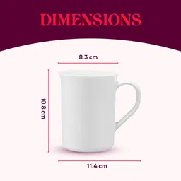Larah by BOROSIL 2 Pcs White & Red Printed Opalware Matte Mugs - 350 ML Each image 4
