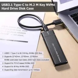 microware SSD Enclosure External, Portable External Hard Disk Driver, USB 3.1 Gen 2 Interface with Up to 10 Gbps Data Transfer Speed Fits Only for NVMe PCI-E M2 M-Key 2242/2260/2280 Size (NVMe-SSD-CASE) 4 inch SSD Enclosure External image 3