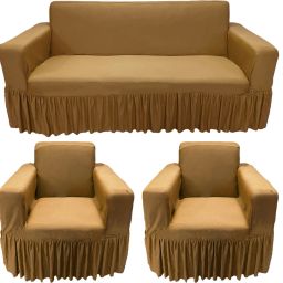 Polycotton Plain 3+1+1 Seater Sofa Cover-image-19