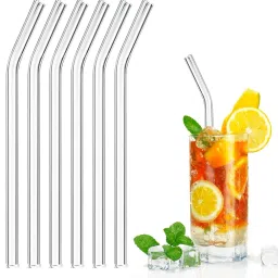 (Pack of 6) Reusable Glass Straw Set 6 |Multiuse Drinking Straws Glass Cocktail Glass-25