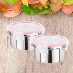 Stainless Steel multicolor airtigth container / air tigth container 2 Containers Lunch Box-image-45