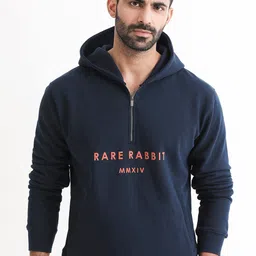 RARE RABBIT Men Lorall Typograohy Printed Hooded Sweatshirt-image-93