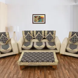 Cotton, Jacquard Abstract 3+1+1 Seater Sofa Cover-image-16