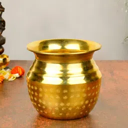 StyleMyWay Gold Toned Pure Brass Hammered Lota For Puja-54